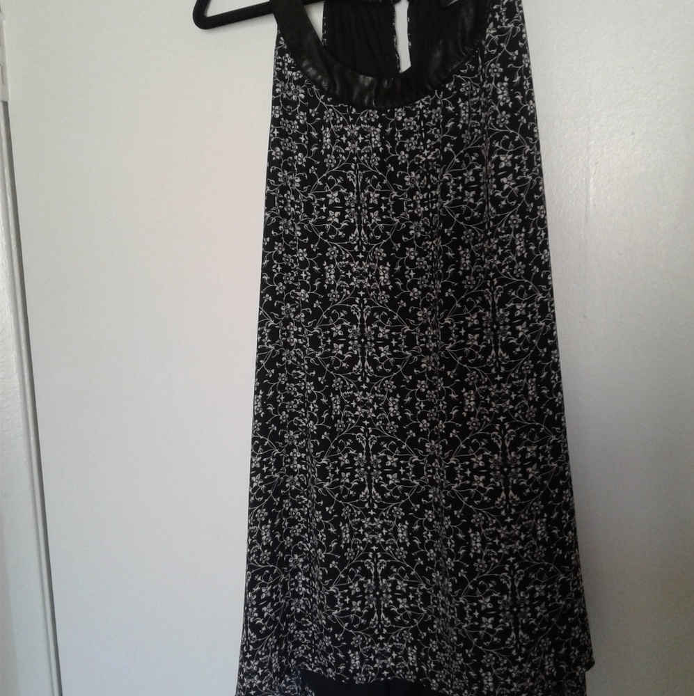 Floral Print Faux Leather High Low Tank Top - Picture 6 of 7